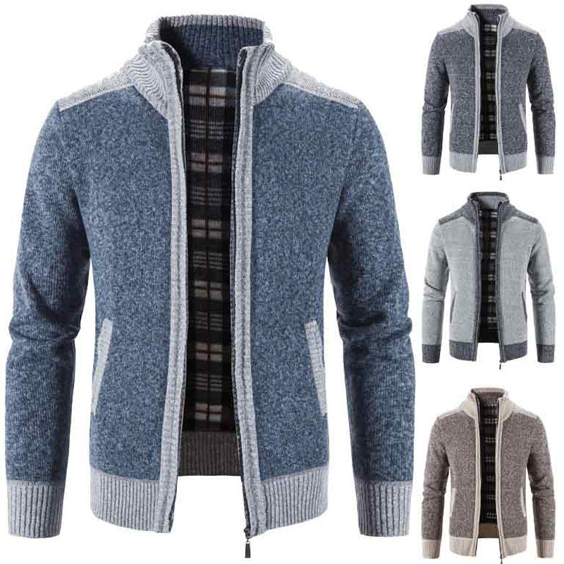 Herren Strickjacke mit modernem Stehkragen und strukturiertem Design Echoarchiv