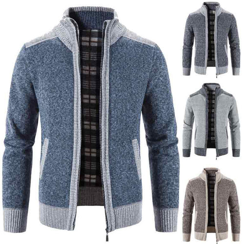Herren Strickjacke mit modernem Stehkragen und strukturiertem Design Echoarchiv