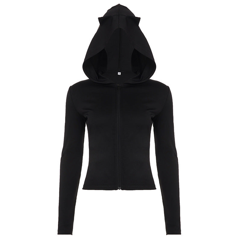 Damen Taillierte Kapuzenjacke mit Reißverschluss und schlanker Silhouette – Auréline