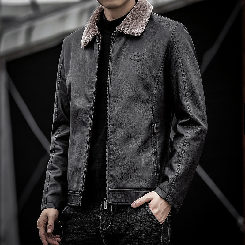 Herren Kunstlederjacke mit weichem Kragen Echo Archiv