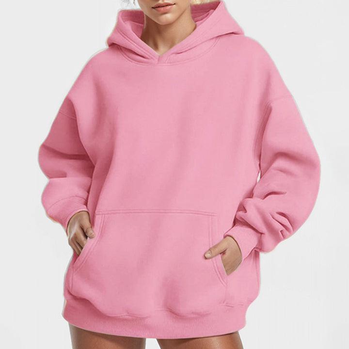 Damen nan lockerer Kapuzenpullover aus French Terry mit tiefer Schulterpassform und Kängurutasche Echo Archiv
