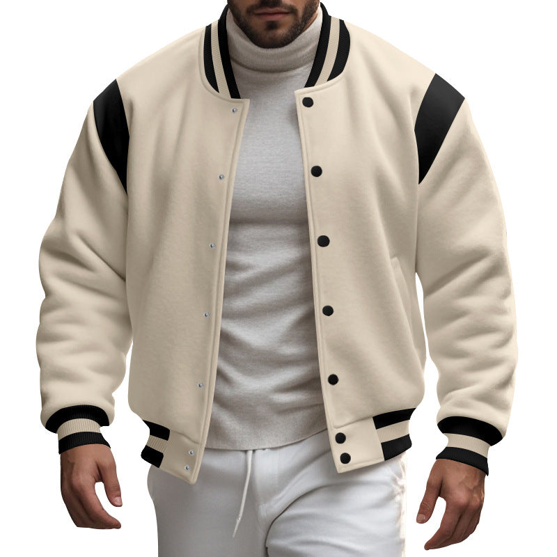 Herren Sportliche Collegejacke mit modernem Design und Kontrastärmel Echoarchiv