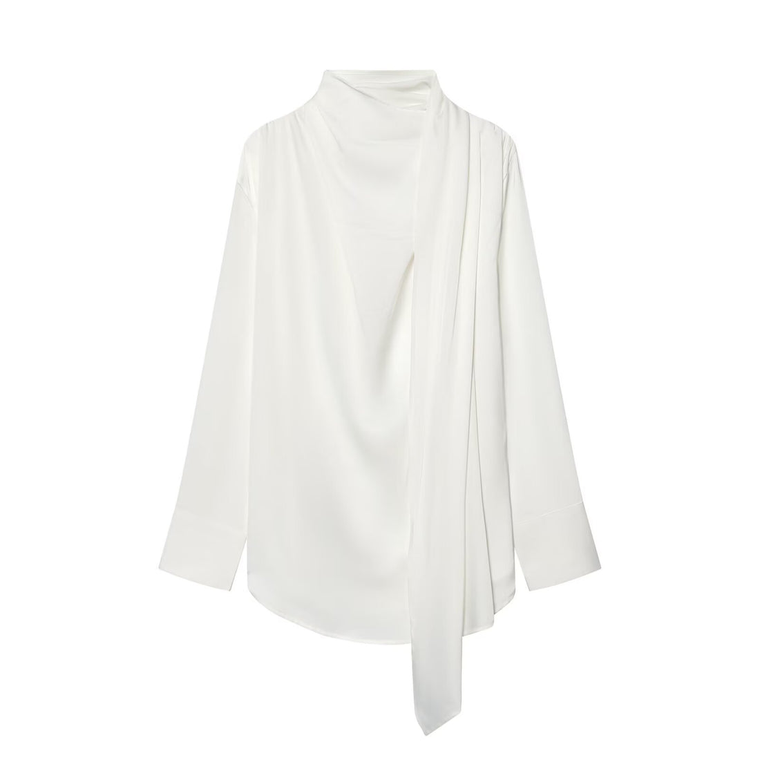 Damen Drapierte Oversize-Bluse mit Schluppe und Stehkragen Echoarchiv