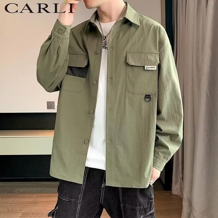 Herren Overshirt-Jacke im Utility-Stil mit aufgesetzten Pattentaschen Echoarchiv