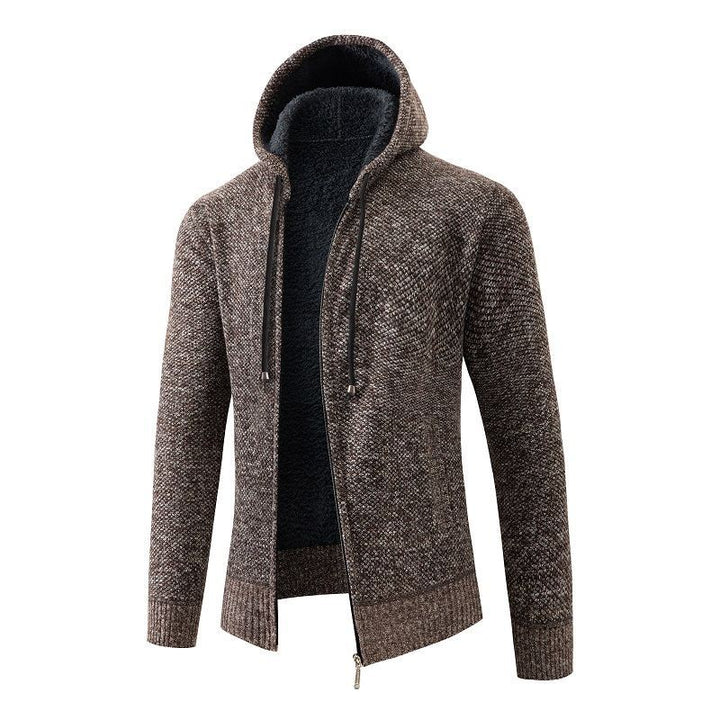 Herren gefütterte Strickjacke mit Kapuze Echoarchiv