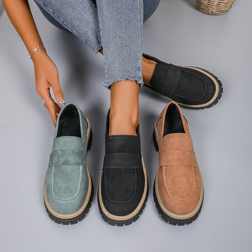 Damen Chunky Loafer mit profilierter Lug-Sohle und Velours‑Optik Echo Archiv