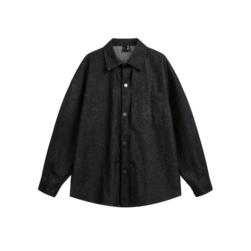 Unisex Oversize-Arbeitsoverhemd aus Tweed-Wollmix mit Brusttasche und Metallknopfleiste Echo Archiv