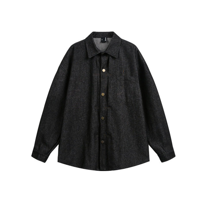 Unisex Oversize-Arbeitsoverhemd aus Tweed-Wollmix mit Brusttasche und Metallknopfleiste Echo Archiv