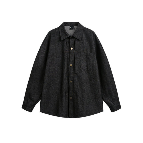 Unisex Oversize-Arbeitsoverhemd aus Tweed-Wollmix mit Brusttasche und Metallknopfleiste Echo Archiv