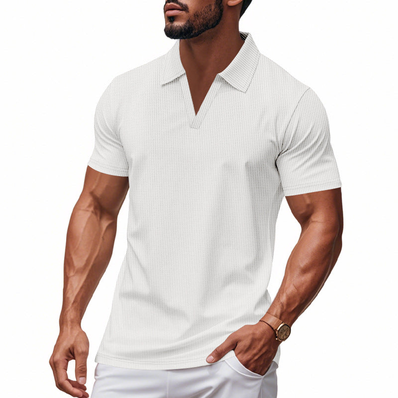 Herren Poloshirt mit strukturiertem Design und modernem V-Ausschnitt Echoarchiv