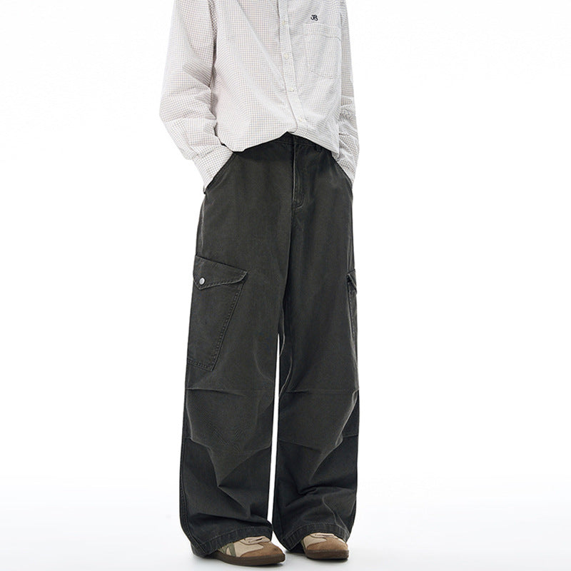 Herren Weite Canvas-Cargohose im Baggy-Schnitt mit extra weitem Bein, Knieabnähern und aufgesetzter Seitentasche Echo Archiv
