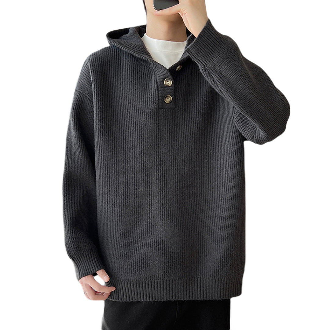 Herren Gemütlicher Hoodie mit Knopfdetails und Rippenstruktur Echo Archiv