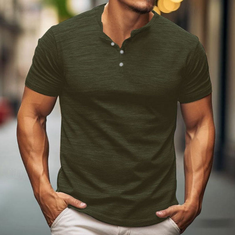 Herren Kurzarm-T-Shirt mit Knopfleiste – Marzano