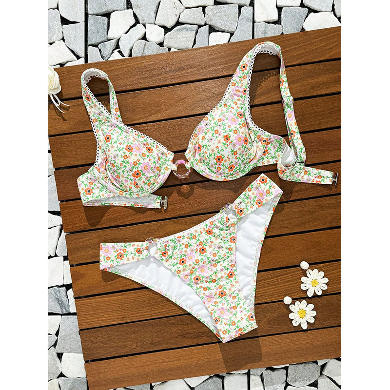 Damen Bikini-Set mit floralem Druck und raffinierten Rüschen Echo Archiv