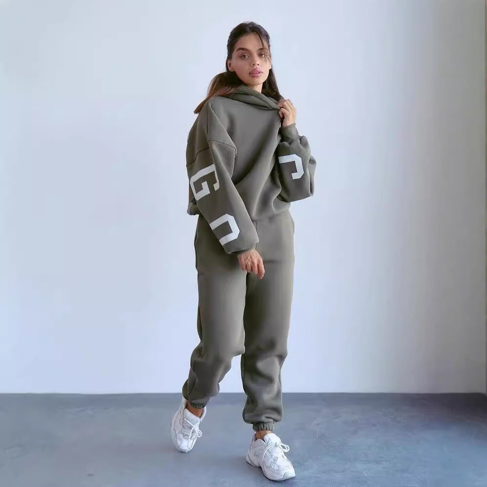 Damen Oversized Kapuzenpullover mit großflächigem Blockprint Echoarchiv
