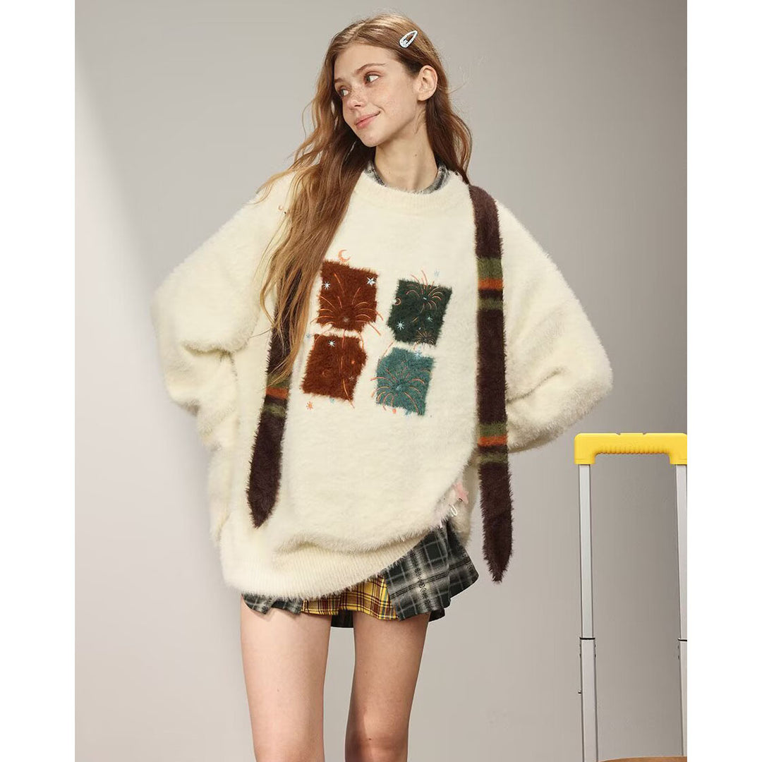 Herren Gemütlicher Grobstrickpullover mit einzigartigem Tiermotiv Echoarchiv