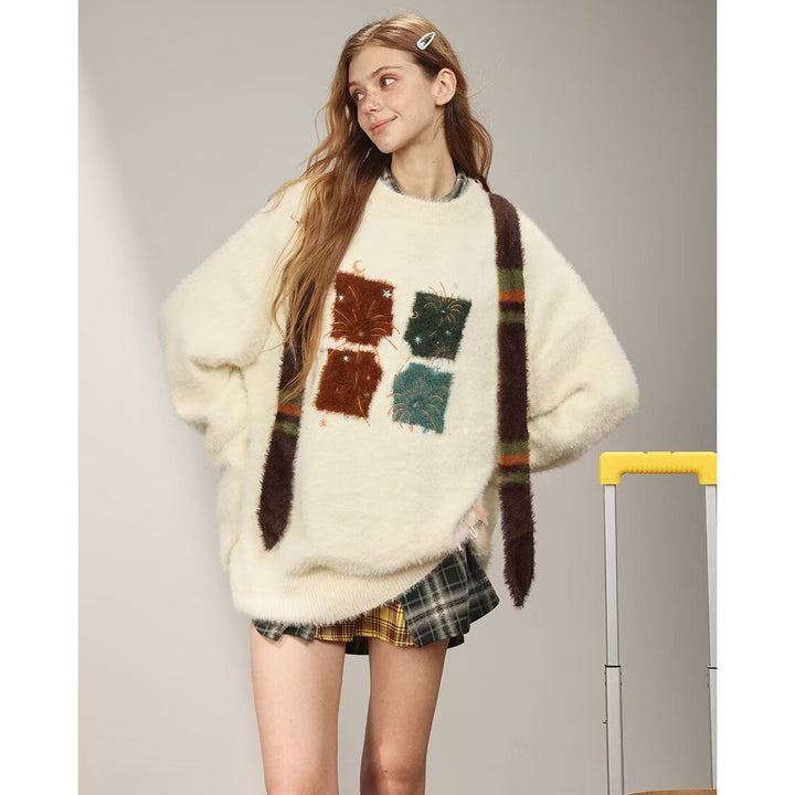 Herren Gemütlicher Grobstrickpullover mit einzigartigem Tiermotiv Echoarchiv