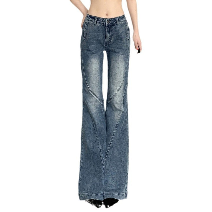 Damen klassische Flared Jeans mit hoher Taille und ausgefranstem Saum Echo Archiv