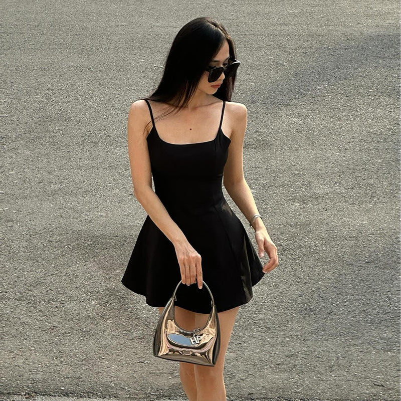 Damen tolles A-Linien Kleid mit Spaghettiträgern und schwingendem Rock Echo Archiv