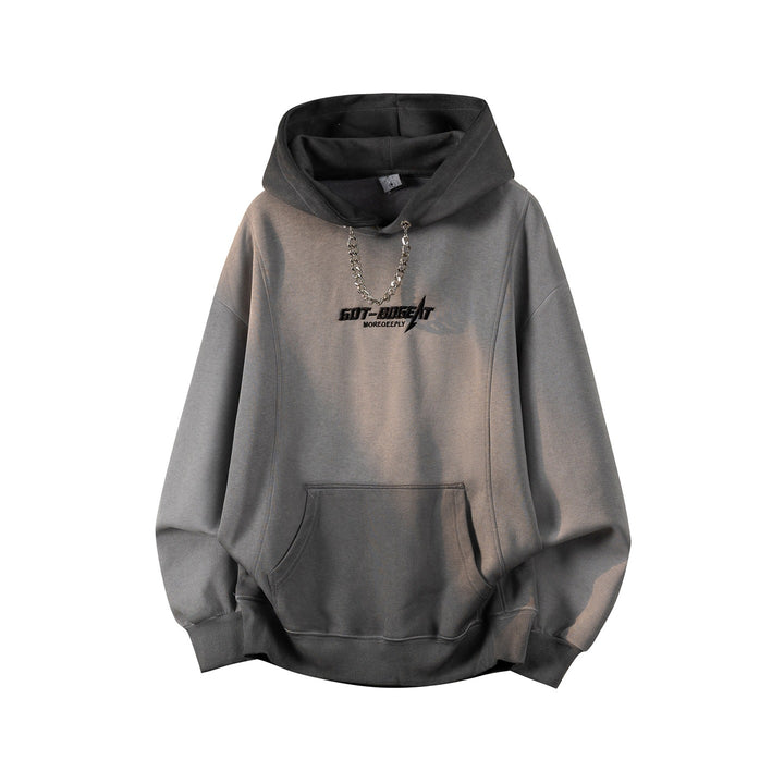 Unisex Oversize Kapuzenpullover mit handschriftlichem Grafik-Print, Kängurutasche & geripptem Saum Echoarchiv