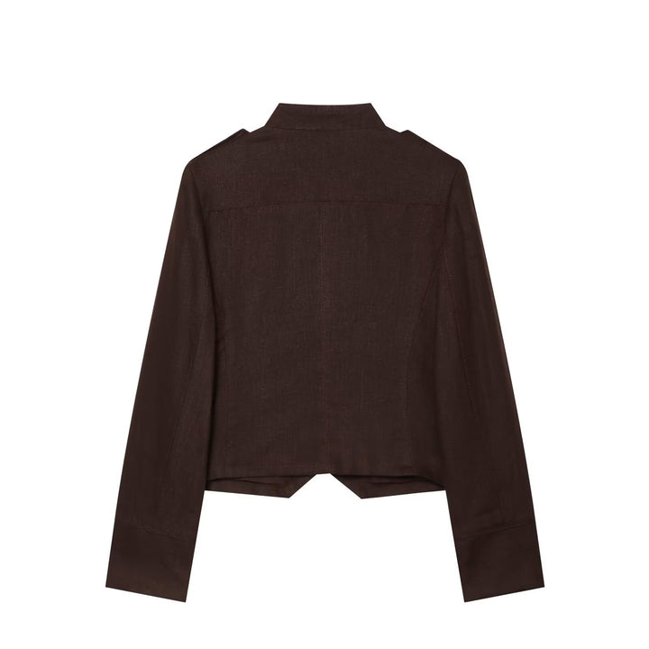 Damen Cropped Feldjacke im Militärstil mit Stehkragen, Epauletten und doppelter Zierknopfleiste Echo Archiv
