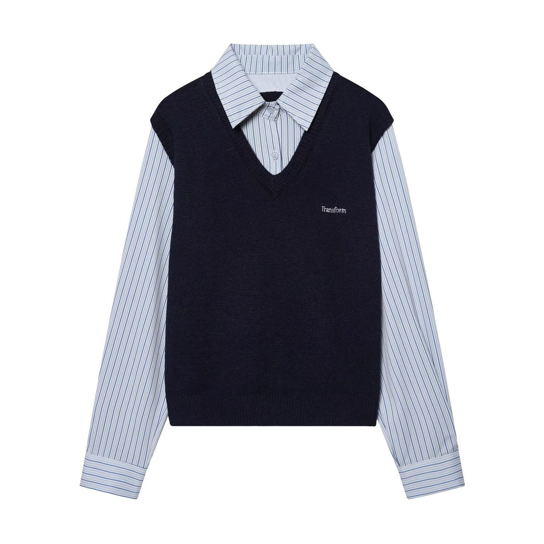 Damen Lagenlook-Hemd mit V-Ausschnitt Strickweste Echo Archiv