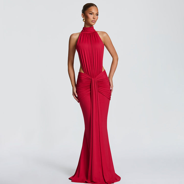 Damen Figurumspielendes Abendkleid mit hochgeschlossenem Design und raffinierten Drapierungen Echo Archiv