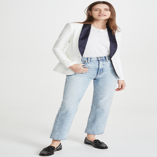 Damen Taillierter Smoking‑Blazer mit satiniertem Schalkragen und Ein‑Knopf‑Front Echoarchiv