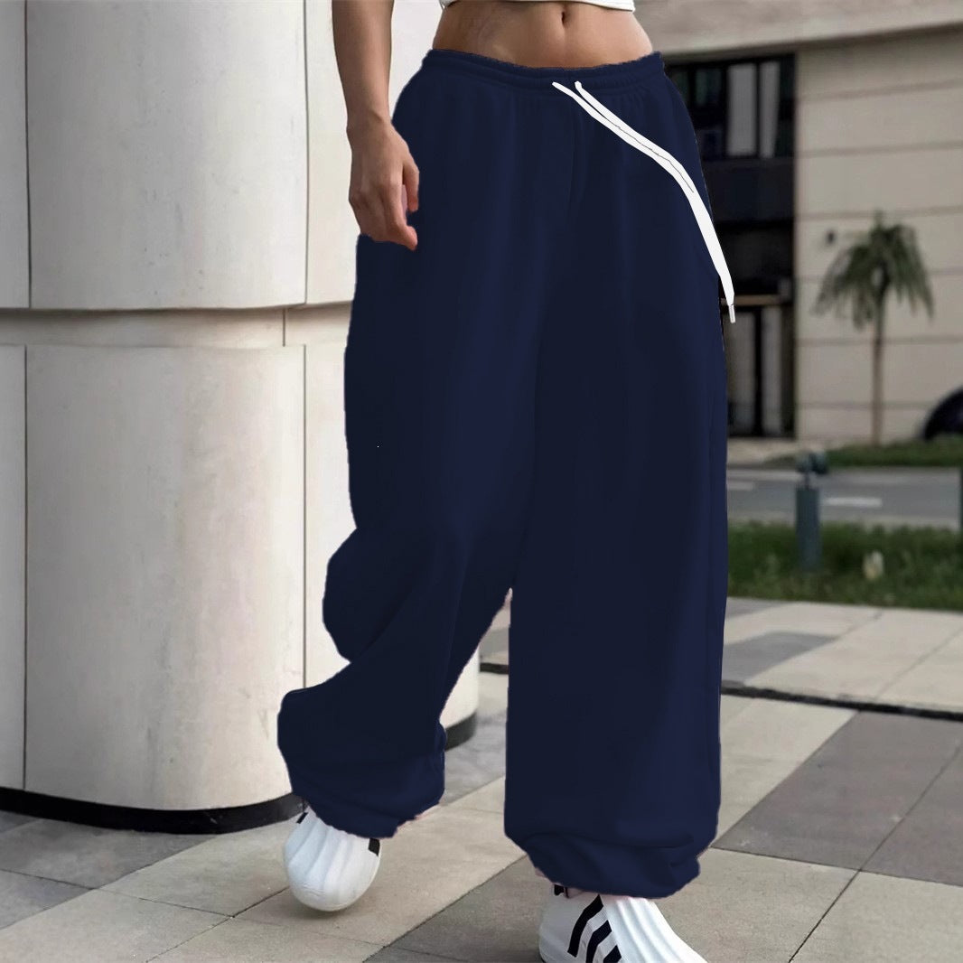 Damen weite Baggy-Jogginghose mit hohem Komfortbund, Kordelzug und elastischen Knöchelbündchen – Avélisse