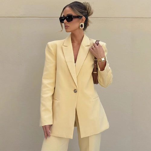 Damen Eleganter Oversize-Blazer mit hoher Taille und weiter Schlaghose Echoarchiv