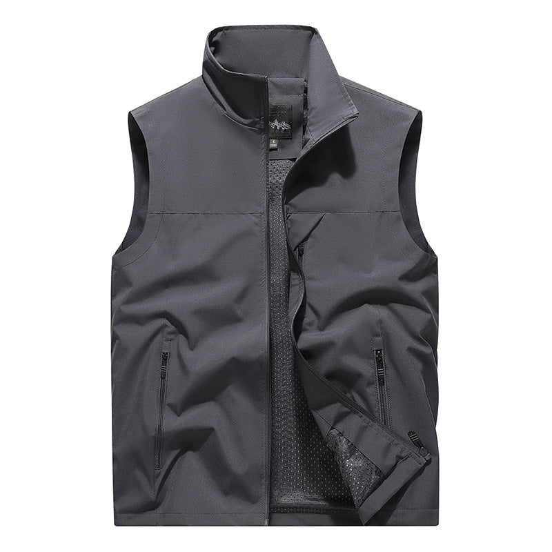 Herren Winddichte Softshell‑Outdoorweste mit belüftetem Mesh‑Innenfutter und verdeckten Reißverschlusstaschen – Marzano