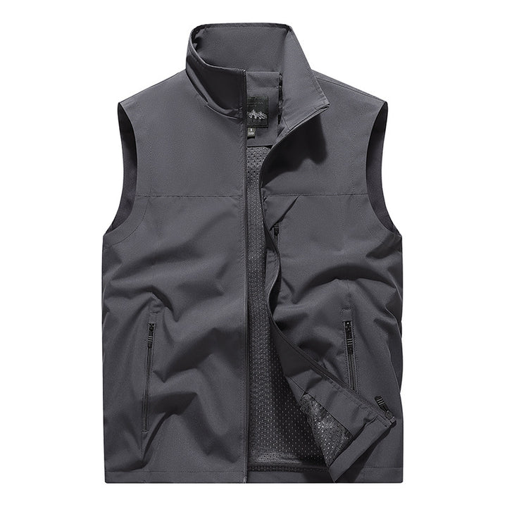 Herren Winddichte Softshell‑Outdoorweste mit belüftetem Mesh‑Innenfutter und verdeckten Reißverschlusstaschen – Marzano