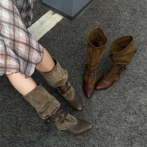 Damen Modische Ankle-Boots mit Schnürung – Varelle