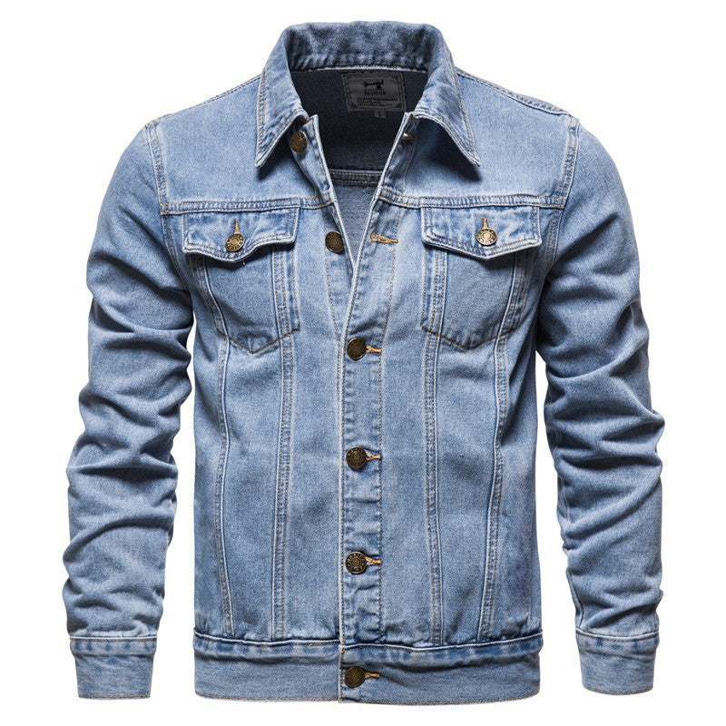 Herren nan Denim-Truckerjacke Slim Fit mit vintage Metallknöpfen und vertikaler Nahtführung Echo Archiv