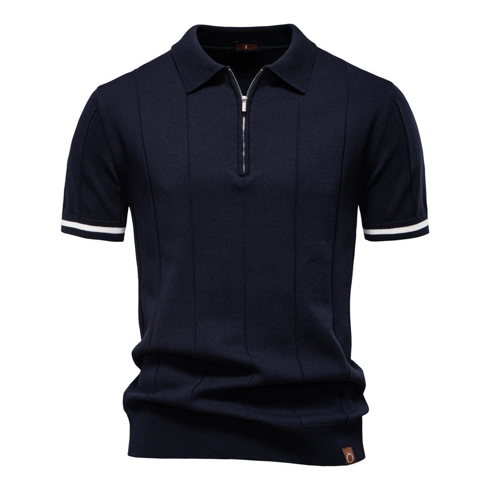 Herren Polohemd mit kurzer Knopfleiste und strukturiertem Design Echoarchiv