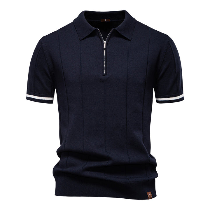 Herren Polohemd mit kurzer Knopfleiste und strukturiertem Design Echoarchiv