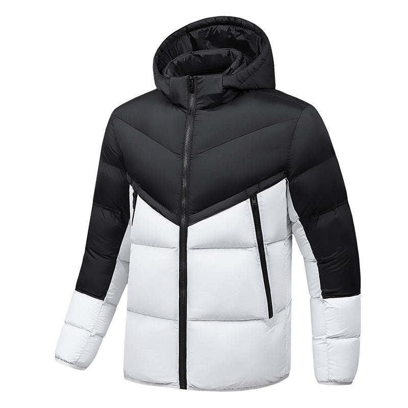 Herren Leichte Daunenoptik-Steppjacke mit Kapuze, winddichter Thermoisolierung und vertikalen Reißverschlusstaschen Echoarchiv