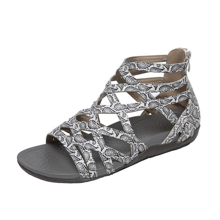 Damen Römersandalen mit Zipper, geflochtenem Cut-Out-Obermaterial und gepolsterter Komfortsohle – Sorelia
