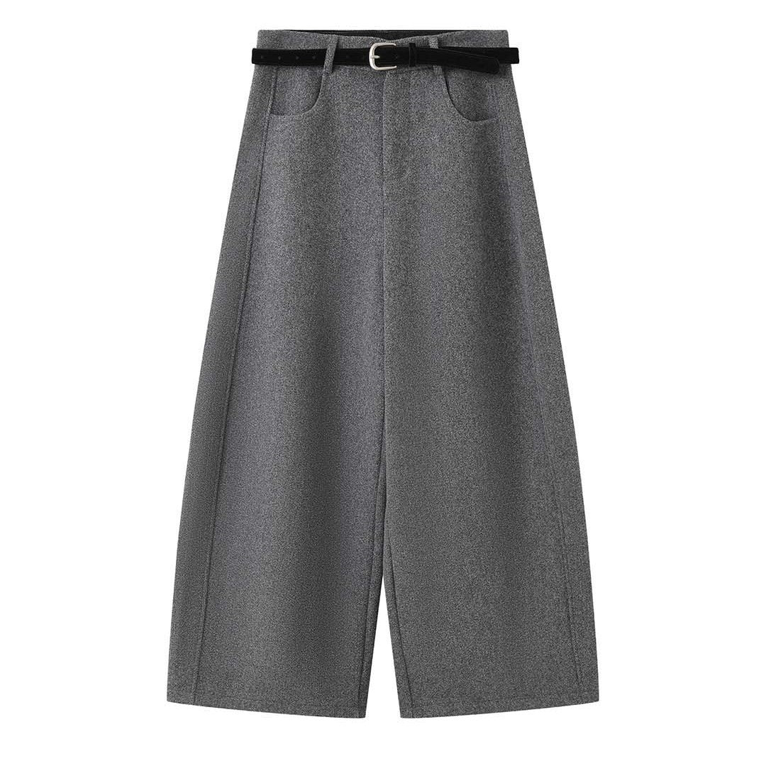 Damen Weite Wollmix-Palazzohose mit hoher Taille, Bundfalten und Eingrifftaschen Echoarchiv