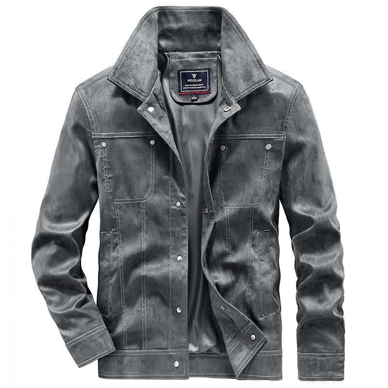 Herren Truckerjacke im Western‑Style mit Kontrastnähten und Druckknopffront Echo Archiv