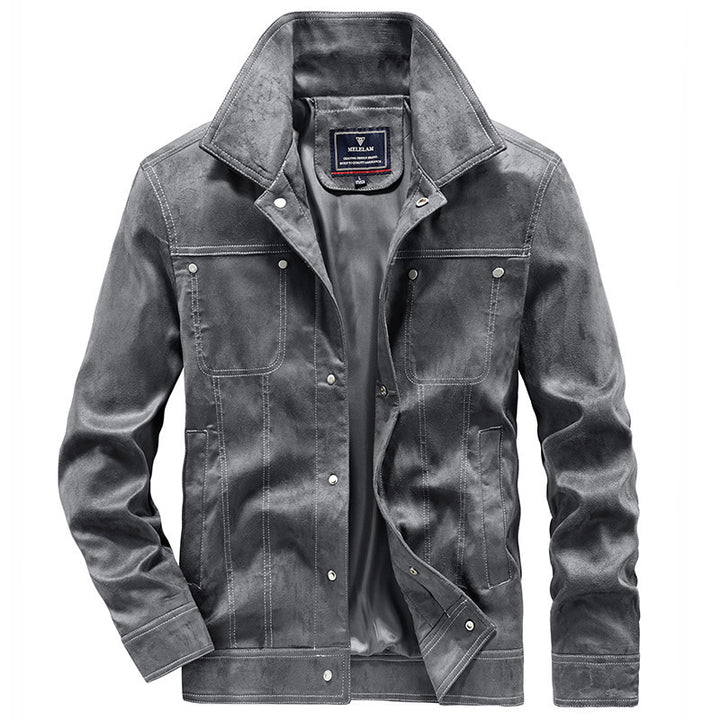 Herren Truckerjacke im Western‑Style mit Kontrastnähten und Druckknopffront Echo Archiv