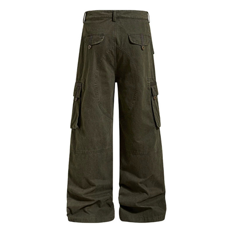 Damen Weite Cargo-Culottehose mit hoher Taille und Multi-Taschen Echoarchiv
