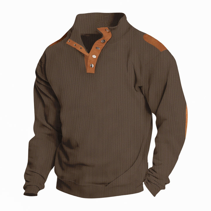Herren Pullover mit Stehkragen und dekorativen Knopfdetails Echoarchiv