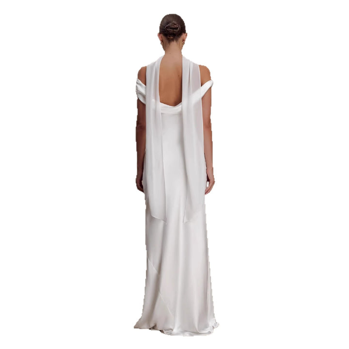 Damen Elegantes Satin-Abendkleid mit schulterfreiem Design Echo Archiv