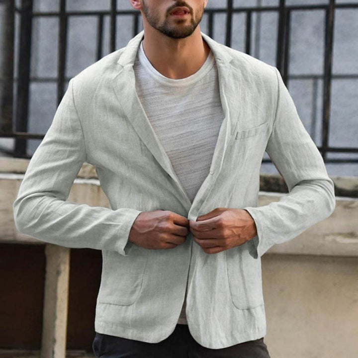 Herren eleganter Leinen-Blazer mit modernem Schnitt und Taschen Echoarchiv