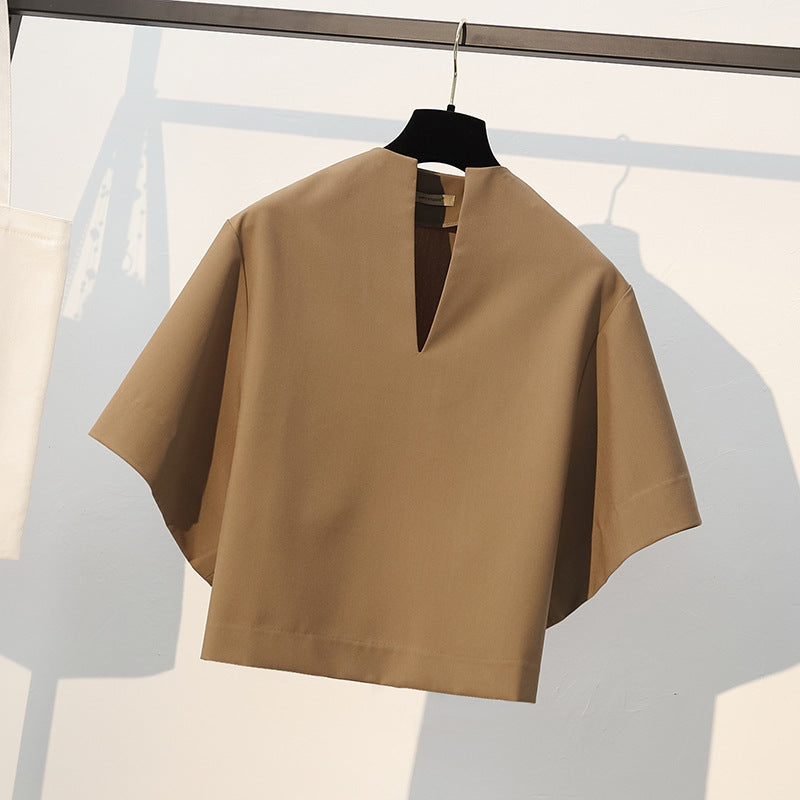 Damen Elegante Bluse mit V-Ausschnitt und weitem Schnitt Echoarchiv