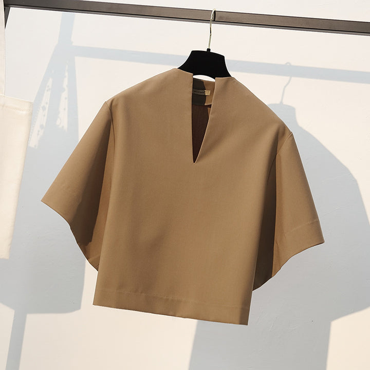 Damen Elegante Bluse mit V-Ausschnitt und weitem Schnitt Echoarchiv
