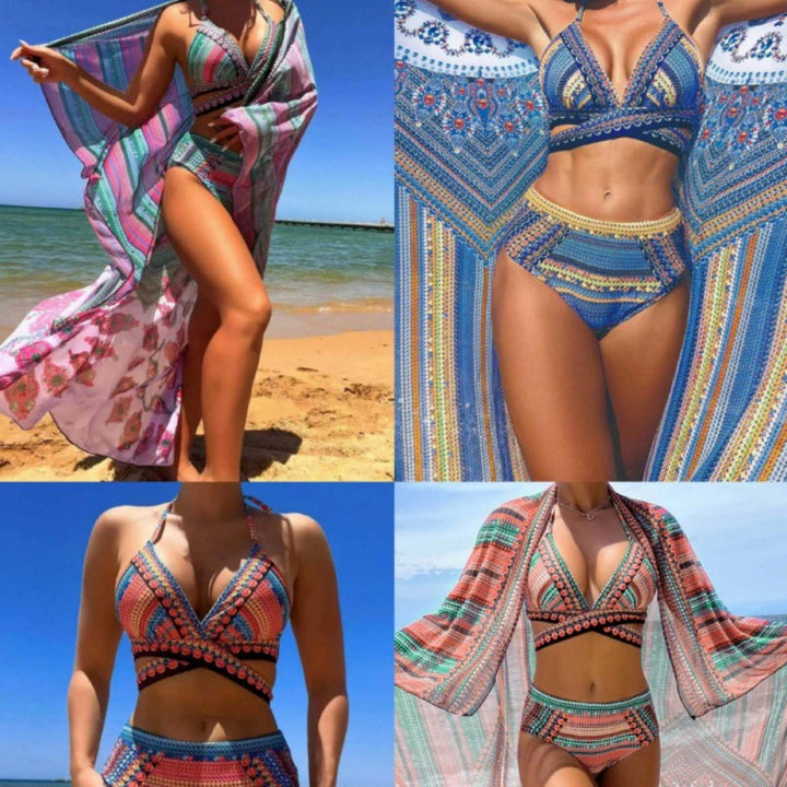 Damen Hochwertiger Bikini-Set mit einzigartigem Muster Echo Archiv