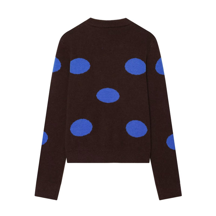 Damen Boxy Strickpullover mit großem Punktmuster, Rundhalsausschnitt und Rippbündchen Echo Archiv