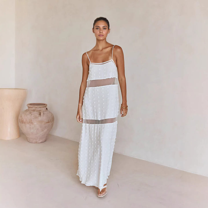 Damen Transparentes Maxikleid mit verspielten 3D-Punktdetails Echo Archiv